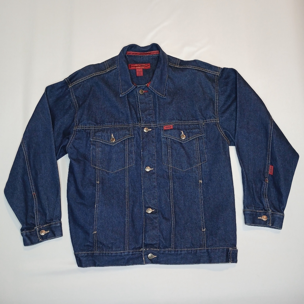 Y2K Colo Wear 1984 Dark Wash Denim Jacket Mens Size Lg Granolacore Grandpacore